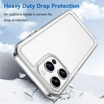 WANLONFENG MF Series for iPhone 15 Pro Max Case TPU+Acrylic Clear Phone Cover with Tempered Glass Film