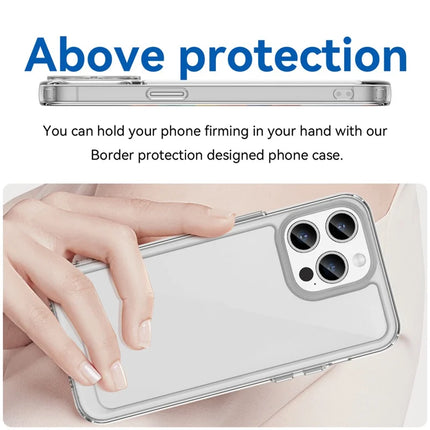 WANLONFENG MF Series for iPhone 15 Pro Max Case TPU+Acrylic Clear Phone Cover with Tempered Glass Film