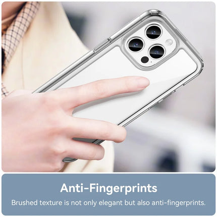WANLONFENG MF Series for iPhone 15 Pro Max Case TPU+Acrylic Clear Phone Cover with Tempered Glass Film