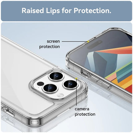 WANLONFENG MF Series for iPhone 15 Pro Max Case TPU+Acrylic Clear Phone Cover with Tempered Glass Film