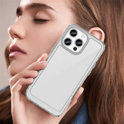 WANLONFENG MF Series for iPhone 15 Pro Max Case TPU+Acrylic Clear Phone Cover with Tempered Glass Film