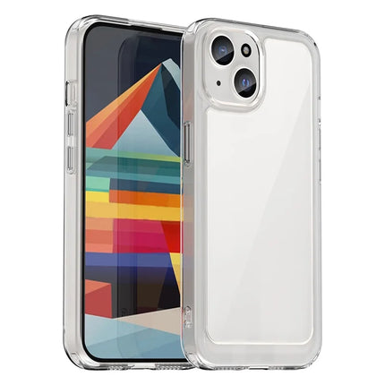 WANLONFENG MF Series for iPhone 14 Case TPU+Acrylic Clear Phone Cover with Tempered Glass Film