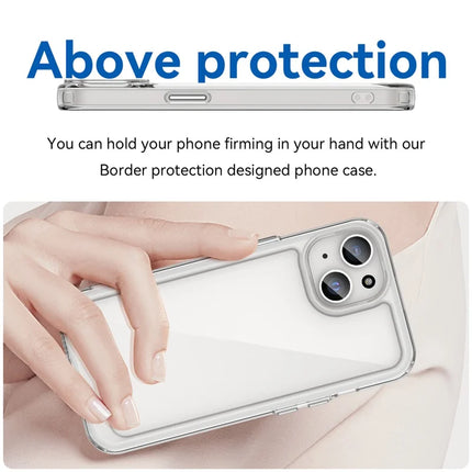 WANLONFENG MF Series for iPhone 14 Case TPU+Acrylic Clear Phone Cover with Tempered Glass Film