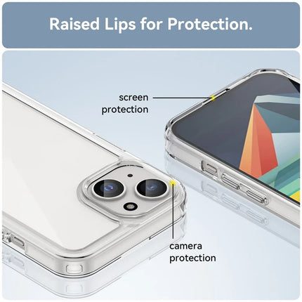 WANLONFENG MF Series for iPhone 14 Case TPU+Acrylic Clear Phone Cover with Tempered Glass Film