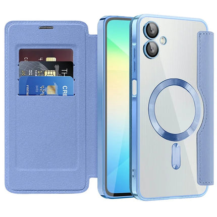 For Samsung Galaxy A06 Case Compatible with MagSafe Rhombus PU Leather Phone Cover
