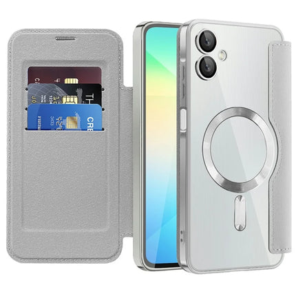For Samsung Galaxy A06 Case Compatible with MagSafe Rhombus PU Leather Phone Cover