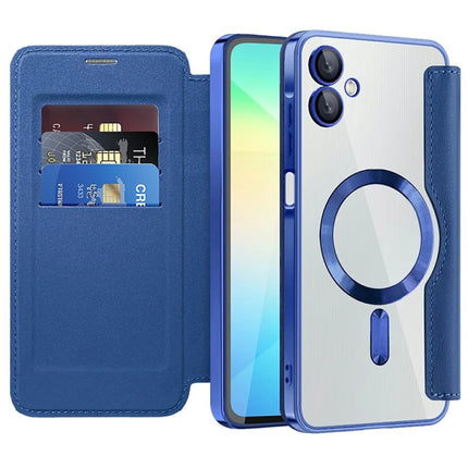 For Samsung Galaxy A06 Case Compatible with MagSafe Rhombus PU Leather Phone Cover