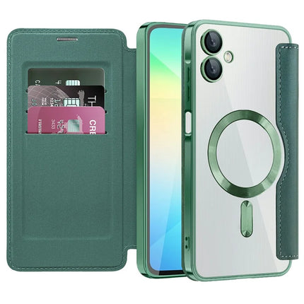 For Samsung Galaxy A06 Case Compatible with MagSafe Rhombus PU Leather Phone Cover