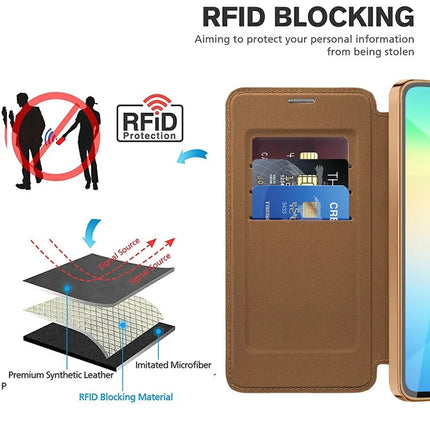 For Samsung Galaxy A06 Case Compatible with MagSafe Rhombus PU Leather Phone Cover