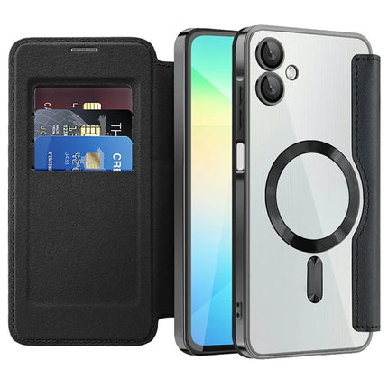 For Samsung Galaxy A06 Case Compatible with MagSafe Rhombus PU Leather Phone Cover