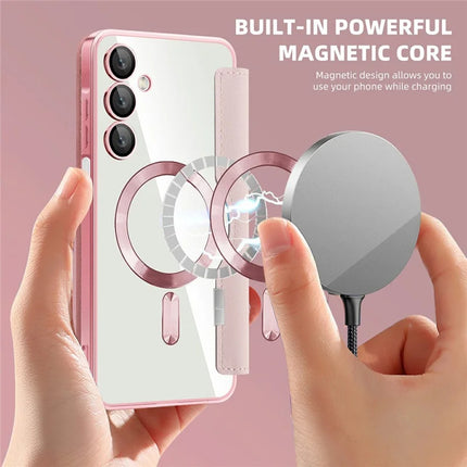 For Samsung Galaxy A16 4G / 5G Case Compatible with MagSafe Rhombus PU Leather Phone Cover