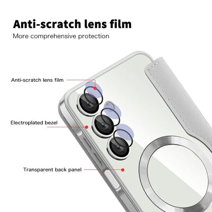 For Samsung Galaxy A16 4G / 5G Case Compatible with MagSafe Rhombus PU Leather Phone Cover