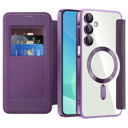 For Samsung Galaxy A16 4G / 5G Case Compatible with MagSafe Rhombus PU Leather Phone Cover