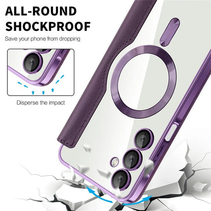 For Samsung Galaxy A16 4G / 5G Case Compatible with MagSafe Rhombus PU Leather Phone Cover