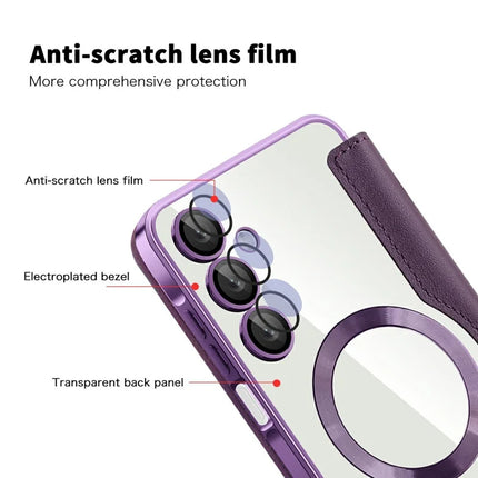 For Samsung Galaxy A16 4G / 5G Case Compatible with MagSafe Rhombus PU Leather Phone Cover