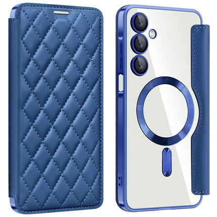 For Samsung Galaxy A16 4G / 5G Case Compatible with MagSafe Rhombus PU Leather Phone Cover - Sapphire