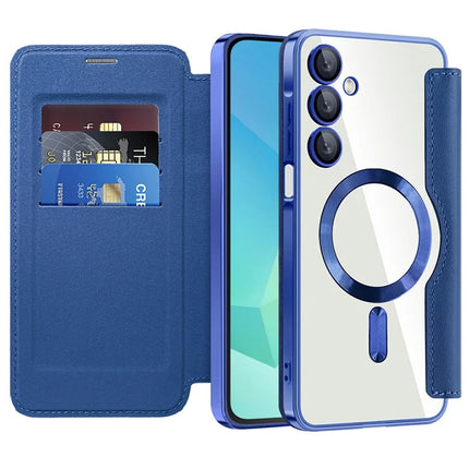 For Samsung Galaxy A16 4G / 5G Case Compatible with MagSafe Rhombus PU Leather Phone Cover