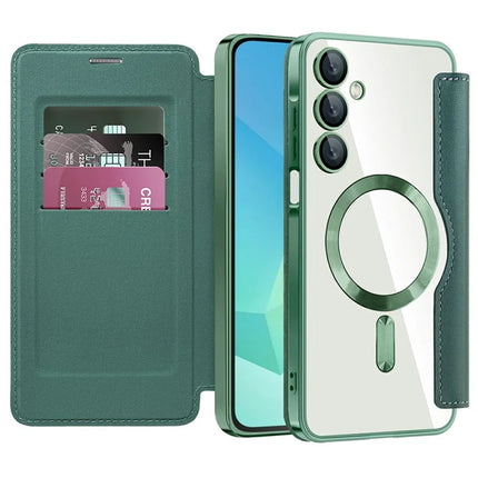 For Samsung Galaxy A16 4G / 5G Case Compatible with MagSafe Rhombus PU Leather Phone Cover