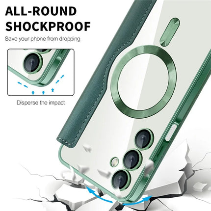For Samsung Galaxy A16 4G / 5G Case Compatible with MagSafe Rhombus PU Leather Phone Cover