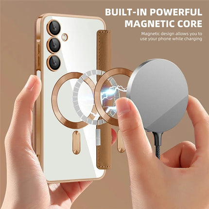 For Samsung Galaxy A16 4G / 5G Case Compatible with MagSafe Rhombus PU Leather Phone Cover