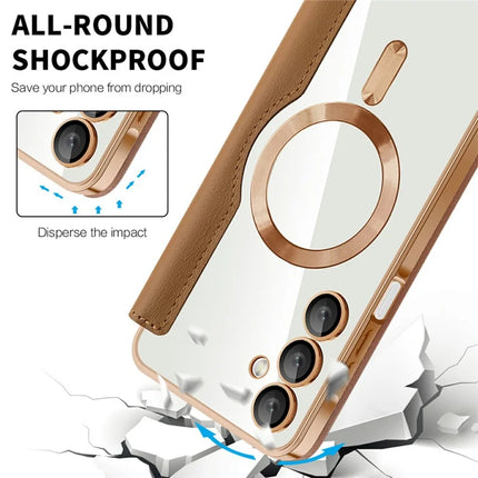 For Samsung Galaxy A16 4G / 5G Case Compatible with MagSafe Rhombus PU Leather Phone Cover
