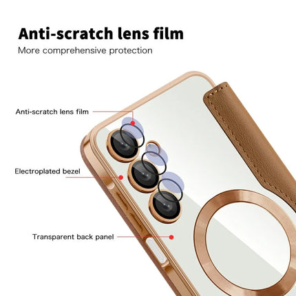 For Samsung Galaxy A16 4G / 5G Case Compatible with MagSafe Rhombus PU Leather Phone Cover