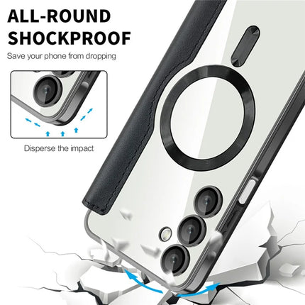 For Samsung Galaxy A16 4G / 5G Case Compatible with MagSafe Rhombus PU Leather Phone Cover
