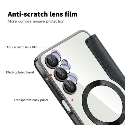 For Samsung Galaxy A16 4G / 5G Case Compatible with MagSafe Rhombus PU Leather Phone Cover