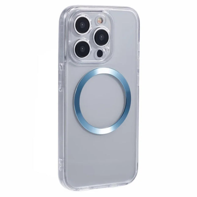 For iPhone 15 Pro Max Case Compatible with MagSafe CD Vein TPU+Acrylic Phone Cover - Blue