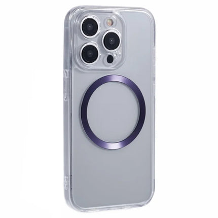 For iPhone 15 Pro Max Case Compatible with MagSafe CD Vein TPU+Acrylic Phone Cover - Purple