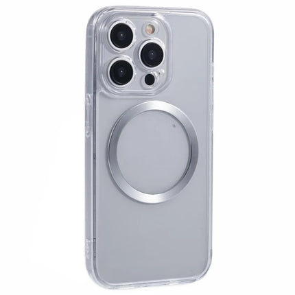 For iPhone 15 Pro Max Case Compatible with MagSafe CD Vein TPU+Acrylic Phone Cover - White