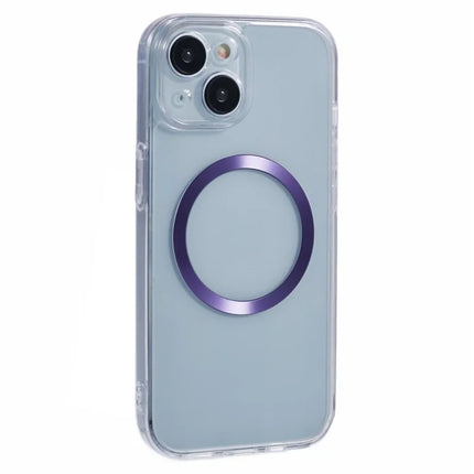 For iPhone 14 Case Compatible with MagSafe CD Vein TPU+Acrylic Phone Cover - Purple