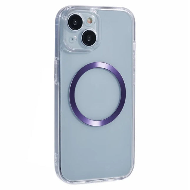 For iPhone 14 Case Compatible with MagSafe CD Vein TPU+Acrylic Phone Cover - Purple