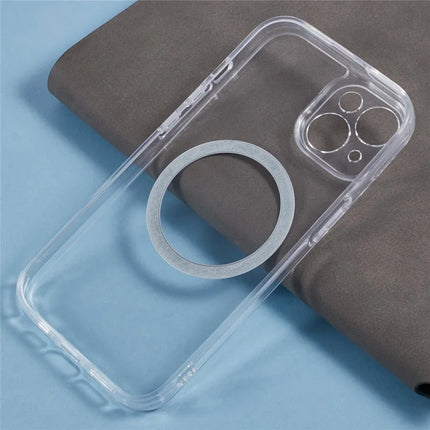 For iPhone 14 Case Compatible with MagSafe CD Vein TPU+Acrylic Phone Cover
