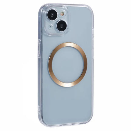 For iPhone 14 Case Compatible with MagSafe CD Vein TPU+Acrylic Phone Cover - Gold