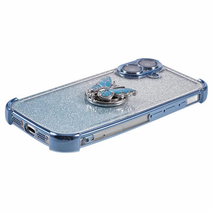 For iPhone 16 Plus Case Butterfly Kickstand Glitter TPU Shockproof Phone Cover