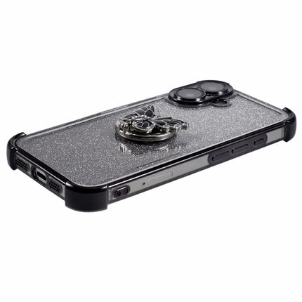For iPhone 16 Plus Case Butterfly Kickstand Glitter TPU Shockproof Phone Cover