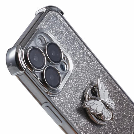 For iPhone 16 Pro Max Case Butterfly Kickstand Glitter TPU Shockproof Phone Cover