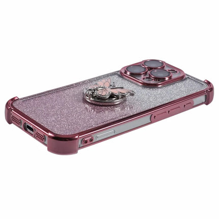 For iPhone 16 Pro Max Case Butterfly Kickstand Glitter TPU Shockproof Phone Cover