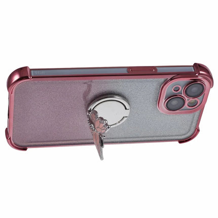 For iPhone 14 Case Butterfly Kickstand Glitter TPU Shockproof Phone Cover