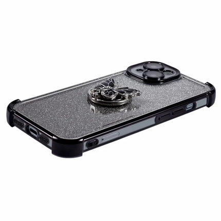 For iPhone 14 Case Butterfly Kickstand Glitter TPU Shockproof Phone Cover