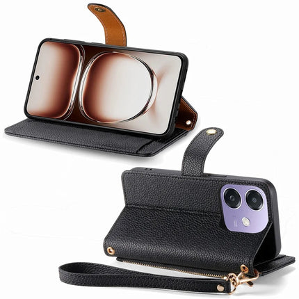 RFID Blocking Case For Oppo A3x 4G / A40 4G / A60 5G Zipper Pocket Leather Wallet Phone Cover