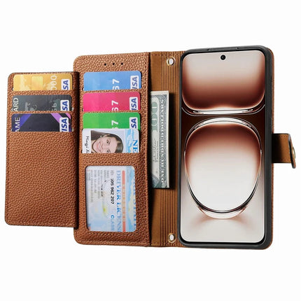 RFID Blocking Case For Oppo A3x 4G / A40 4G / A60 5G Zipper Pocket Leather Wallet Phone Cover