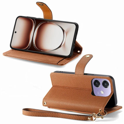 RFID Blocking Case For Oppo A3x 4G / A40 4G / A60 5G Zipper Pocket Leather Wallet Phone Cover