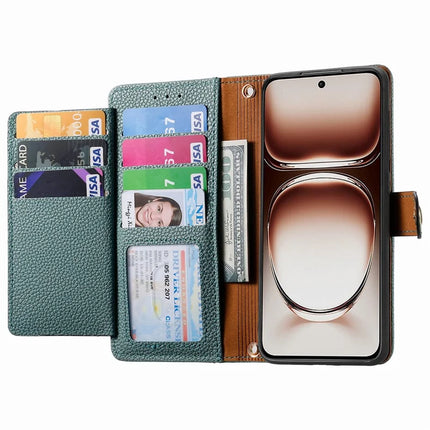 RFID Blocking Case For Oppo A3x 4G / A40 4G / A60 5G Zipper Pocket Leather Wallet Phone Cover