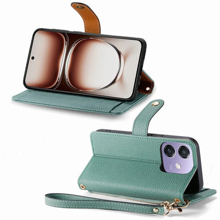 RFID Blocking Case For Oppo A3x 4G / A40 4G / A60 5G Zipper Pocket Leather Wallet Phone Cover