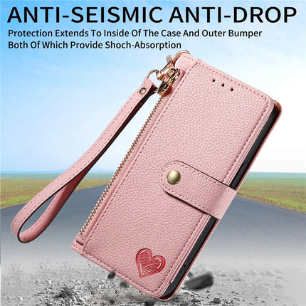 RFID Blocking Case For Oppo A3x 4G / A40 4G / A60 5G Zipper Pocket Leather Wallet Phone Cover