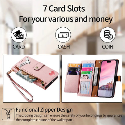 RFID Blocking Case For Oppo A3x 4G / A40 4G / A60 5G Zipper Pocket Leather Wallet Phone Cover