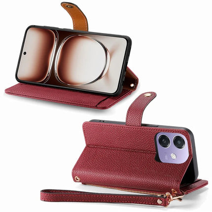 RFID Blocking Case For Oppo A3x 4G / A40 4G / A60 5G Zipper Pocket Leather Wallet Phone Cover