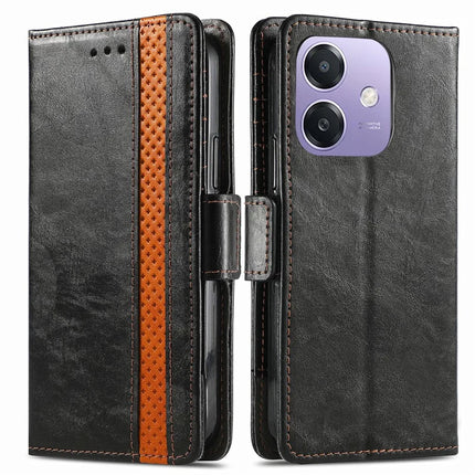 CASENEO 002 Series Case For Oppo A3x 4G / A40 4G / A60 5G Stand Wallet Splicing PU Leather Cover - Black